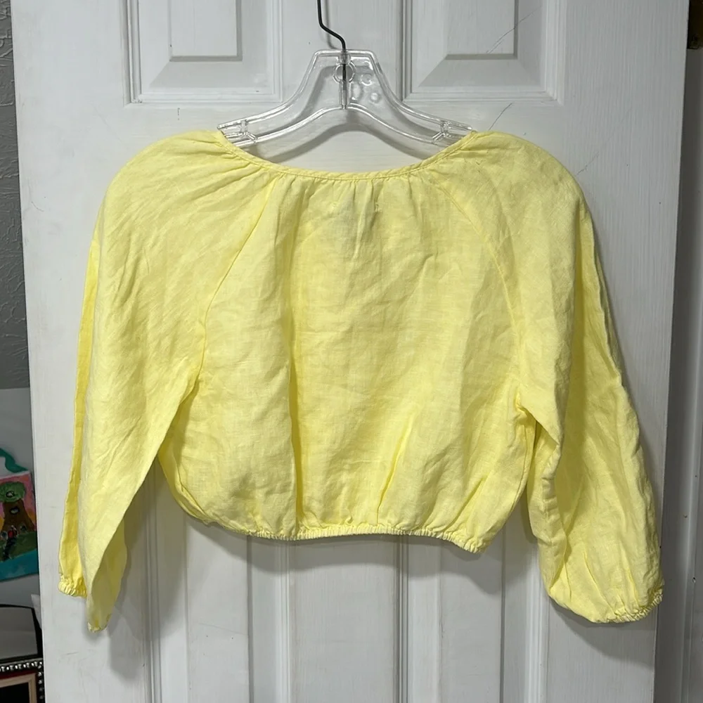 Zara girls NWT size 10 button down cropped linen shirt. - Picture 4 of 4